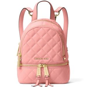 Michael Kors mini pink quilted rhea mini backpack